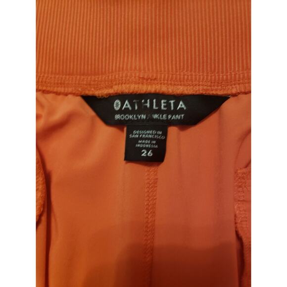 ATHLETA Brooklyn Ankle Lightweight Travel Pants Bright Coral Sz 26 Slim Fit - Picture 11 of 12